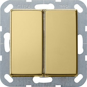 Фото Gira System55 0125604 Выключатель двухклавишный (10 А, под рамку, скрытая установка, латунь)