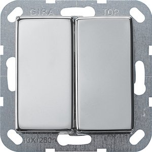 Фото Gira System55 0125605 Выключатель двухклавишный (10 А, под рамку, скрытая установка, хром)