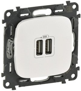 Фото Legrand Valena Allure 754995 Розетка USB (2xUSB, под рамку, скрытая установка, белая)