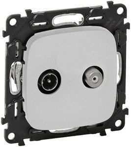 Фото Legrand Valena Allure 753958 Розетка телевизионная (TV+SAT, под рамку, скрытая установка, алюминий)