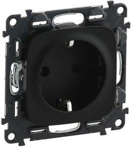 Фото Legrand Valena Allure 753931 Розетка с заземляющим контактом (16 А, под рамку, скрытая установка, безвинтовые зажимы, антрацит)