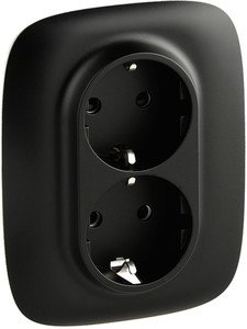 Фото Legrand Valena Allure 753936 Розетка двойная с заземляющим контактом (16 А, в сборе, скрытая установка, винтовые зажимы, антрацит)