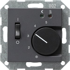 Фото Gira System55 039428 Термостат для теплых полов 0…+25°С (10 А, 230 В, под рамку, скрытая установка, антрацит)