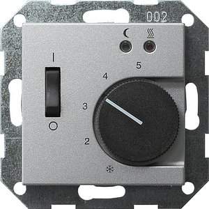 Фото Gira System55 039426 Термостат для теплых полов 0…+25°С (10 А, 230 В, под рамку, скрытая установка, алюминий)