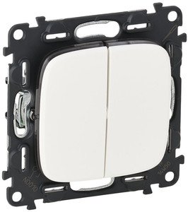 Фото Legrand Valena Allure 752705 Выключатель двухклавишный (10 А, под рамку, скрытая установка, белый)