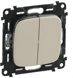 Фото Legrand Valena Allure 752805 Выключатель двухклавишный (10 А, под рамку, скрытая установка, слоновая кость)