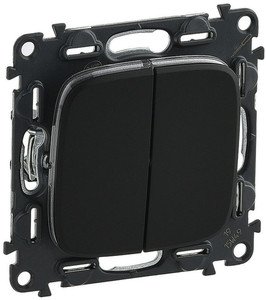 Фото Legrand Valena Allure 752915 Выключатель двухклавишный (10 А, под рамку, скрытая установка, антрацит)