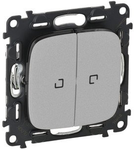 Фото Legrand Valena Allure 752909 Переключатель двухклавишный (10 А, под рамку, подсветка, скрытая установка, алюминий)