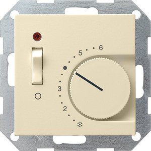 Фото Gira System55 039201 Термостат для теплых полов +5…+30°С (10 А, 230 В, под рамку, скрытая установка, глянцевый кремовый)