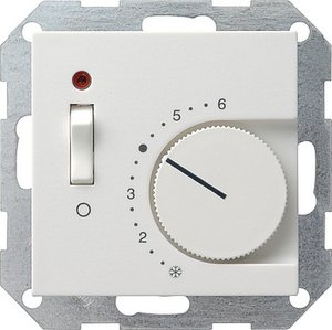 Фото Gira System55 039227 Термостат для теплых полов +5…+30°С (10 А, 230 В, под рамку, скрытая установка, матовый белый)