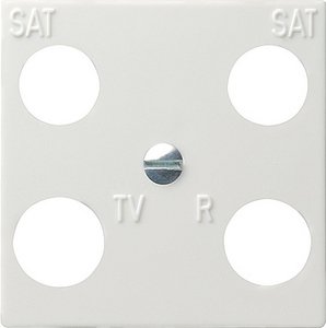 Фото Gira System55 025803 Крышка розетки телевизионной (TV+Radio+2xSAT, белая глянцевая)