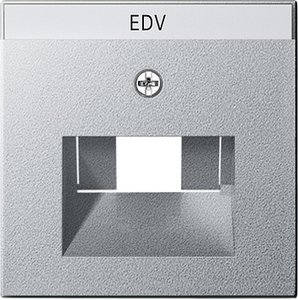 Фото Gira System55 028426 Крышка розетки информационной (RJ11/RJ45, UAE/IAE, надпись, алюминий)