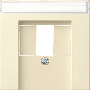 Фото Gira System55 087601 Крышка розетки USB (USB, TAE, поле для надписи, кремовая глянцевая)