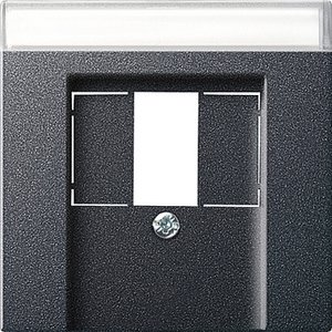 Фото Gira System55 087628 Крышка розетки USB (USB, TAE, поле для надписи, антрацит)