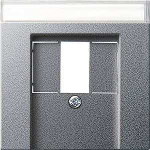 Фото Gira System55 087626 Крышка розетки USB (USB, TAE, поле для надписи, алюминий)
