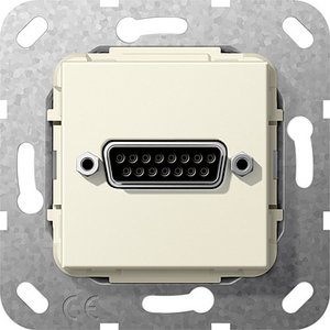 Фото Gira System55 564301 Розетка информационная (DA15, под рамку, скрытая установка, кремовая глянцевая)