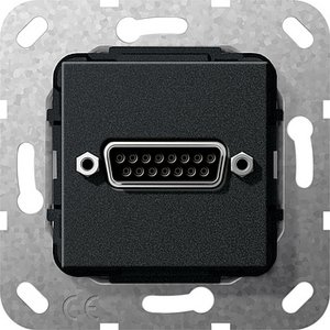 Фото Gira System55 564310 Розетка информационная (DA15, под рамку, скрытая установка, черная матовая)