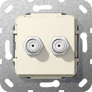 Фото Gira System55 565101 Розетка телевизионная (2хSAT, под рамку, скрытая установка, кремовая глянцевая)
