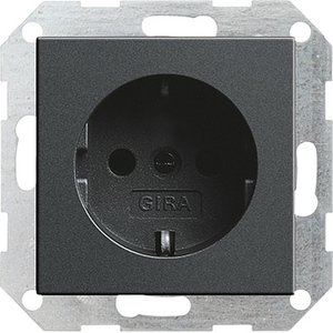 Фото Gira System55 046628 Розетка с заземляющим контактом (16 А, под рамку, скрытая установка, антрацит)