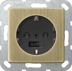 Фото Gira System55 0466603 Розетка с заземляющим контактом (16 А, под рамку, скрытая установка, бронза-антрацит)