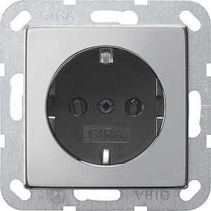 Фото Gira System55 0188605 Розетка с заземляющим контактом (16 А, под рамку, скрытая установка, хром-антрацит)
