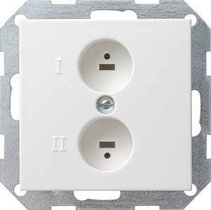 Фото Gira System55 040227 Розетка аудио (2 канала, под рамку, скрытая установка, белая матовая)