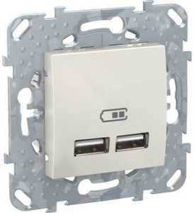 Фото Schneider Electric Unica MGU5.418.25ZD Розетка USB (2xUSB, под рамку, скрытая установка, бежевая)