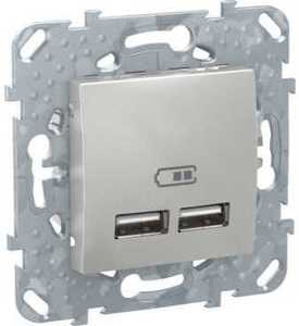 Фото Schneider Electric Unica Top MGU5.418.30ZD Розетка USB (2xUSB, под рамку, скрытая установка, алюминий)