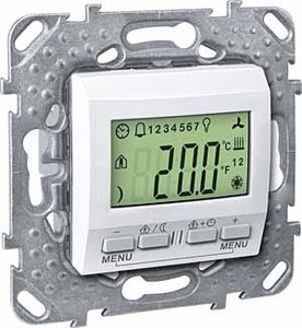 Фото Schneider Electric Unica KNX MGU5.534.18 Терморегулятор электронный 0…+40°С (под рамку, скрытая установка, белый)