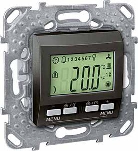 Фото Schneider Electric Unica KNX MGU5.534.12 Терморегулятор электронный 0…+40°С (под рамку, скрытая установка, графит)
