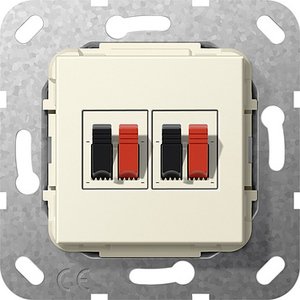 Фото Gira System55 569301 Розетка аудио (2 канала, под рамку, скрытая установка, кремовая глянцевая)