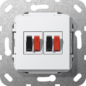 Фото Gira System55 569303 Розетка аудио (2 канала, под рамку, скрытая установка, белая глянцевая)