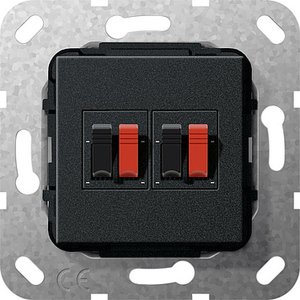 Фото Gira System55 569310 Розетка аудио (2 канала, под рамку, скрытая установка, черная матовая)