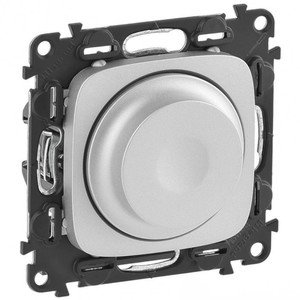 Фото Legrand Valena Allure 752960 Светорегулятор роторный (300 Вт, R+L+C, под рамку, скрытая установка, алюминий)