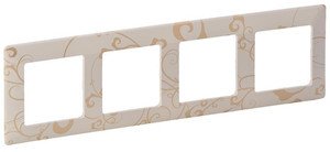 Фото Legrand Valena Life 754114 Рамка 4-постовая (универсальная, ампир бежевый)