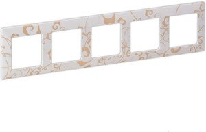Фото Legrand Valena Life 754105 Рамка 5-постовая (универсальная, ампир белый)
