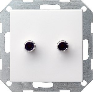Фото Gira System55 040327 Крышка розетки аудио (2xRCA, белая матовая)