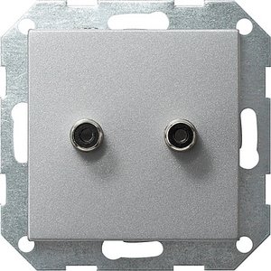 Фото Gira System55 040326 Крышка розетки аудио (2xRCA, алюминий)