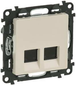 Фото Legrand Valena Life 753541 Розетка компьютерная двойная (2xRJ45, cat.5e, под рамку, скрытая установка, слоновая кость)