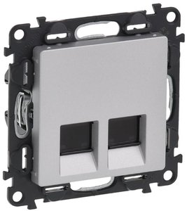 Фото Legrand Valena Life 753641 Розетка компьютерная двойная (2xRJ45, cat.5e, под рамку, скрытая установка, алюминий)