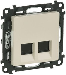 Фото Legrand Valena Life 753543 Розетка компьютерная двойная (2xRJ45, cat.6, под рамку, скрытая установка, слоновая кость)