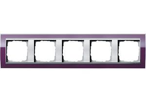 Фото Gira Event Clear 0215756 Рамка 5-постовая (фиолетовый/алюминий)