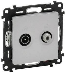 Фото Legrand Valena Life 753663 Розетка телевизионная проходная (TV+SAT, под рамку, скрытая установка, алюминий)