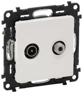 Фото Legrand Valena Life 753458 Розетка телевизионная двухкабельная (TV+SAT, звезда, под рамку, скрытая установка, белая)