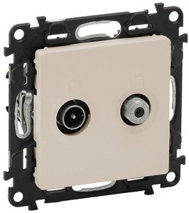 Фото Legrand Valena Life 753558 Розетка телевизионная двухкабельная (TV+SAT, звезда, под рамку, скрытая установка, слоновая кость)