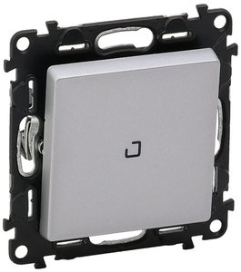 Фото Legrand Valena Life 752610 Выключатель одноклавишный (10 А, под рамку, подсветка, с/у, алюминий)