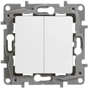 Фото Legrand Etika 672202 Выключатель двухклавишный (10 А, под рамку, скрытая установка, белый)