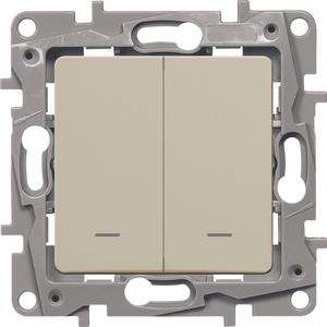 Фото Legrand Etika 672304 Выключатель двухклавишный (10 А, под рамку, подсветка, скрытая установка, слоновая кость)
