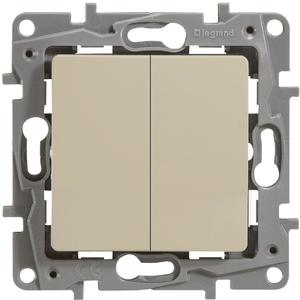 Фото Legrand Etika 672312 Переключатель двухклавишный (10 А, под рамку, скрытая установка, слоновая кость)