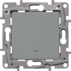 Фото Legrand Etika 672415 Переключатель одноклавишный (10 А, под рамку, подсветка, скрытая установка, алюминий)